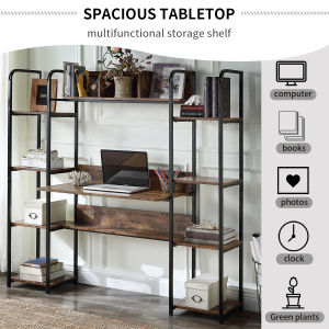Home Office computer desk with Storage Hutch and double bookcase